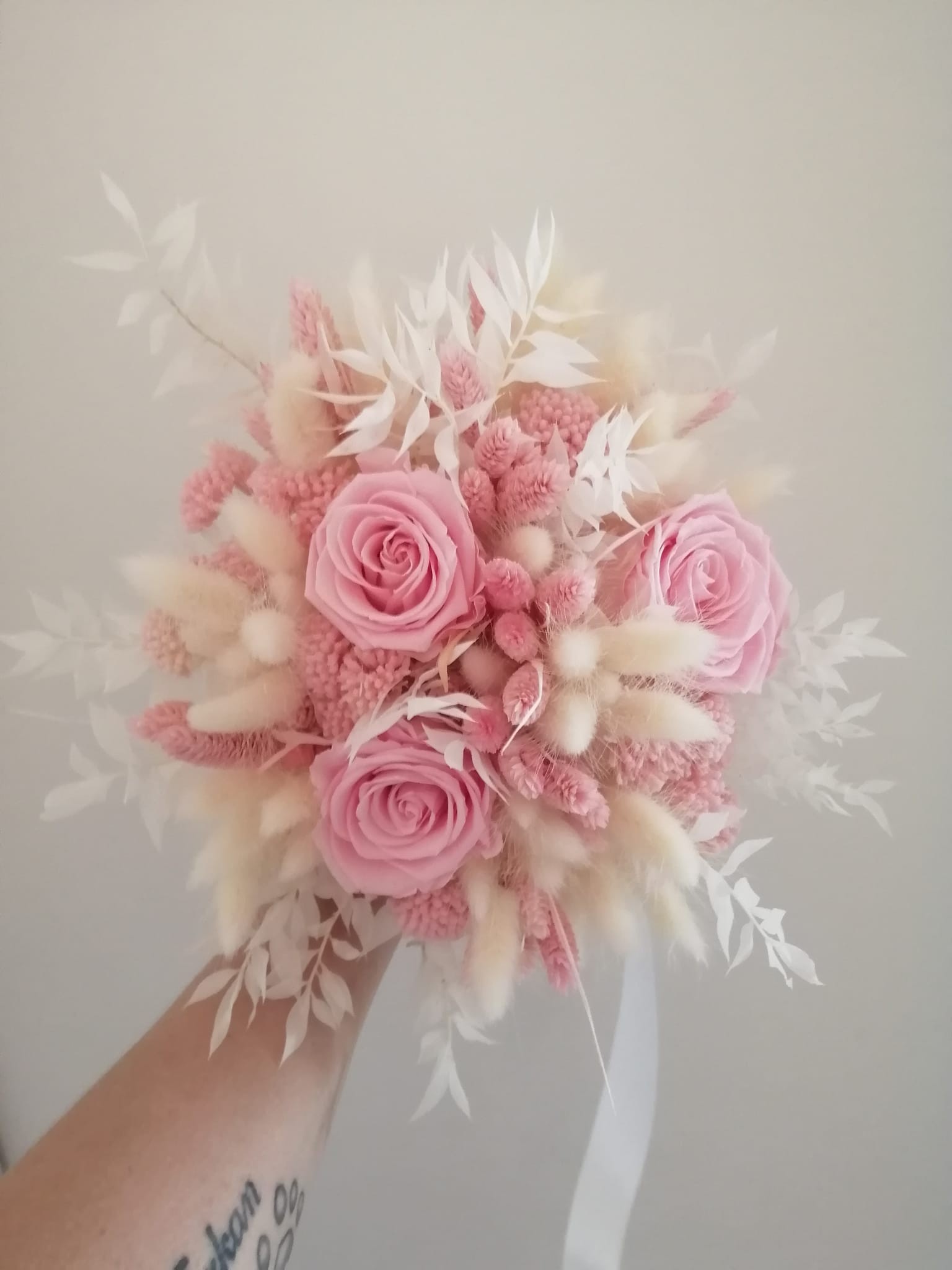 Bouquet de mariée rond en sec et stabilisé