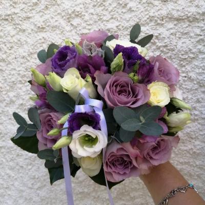 Bouquet de mariée rond dégradé de mauve